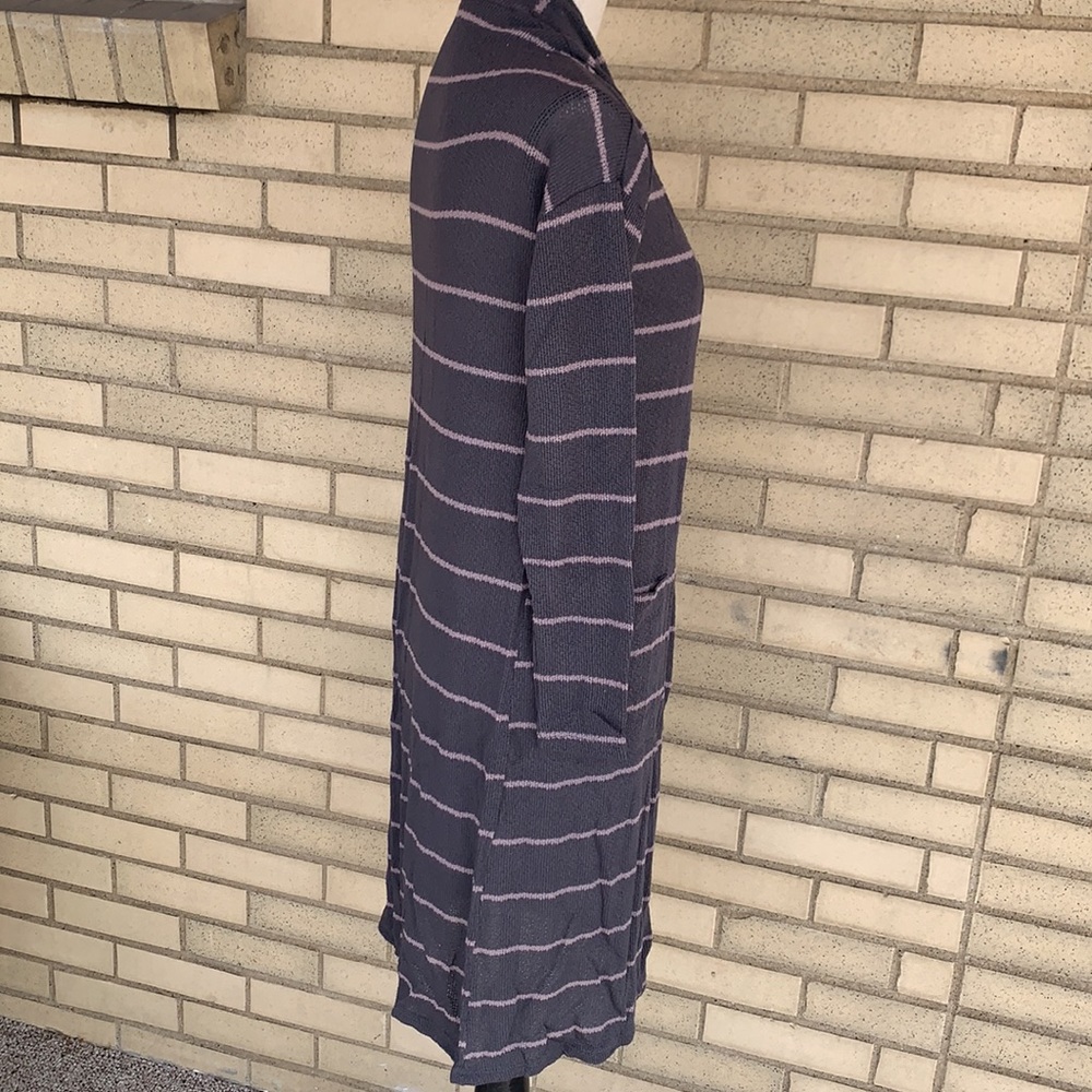 ❌DONATED❌Cherish Charcoal Gray Stripe Lightweight Knit Duster Cardigan Top - Picture 6 of 12